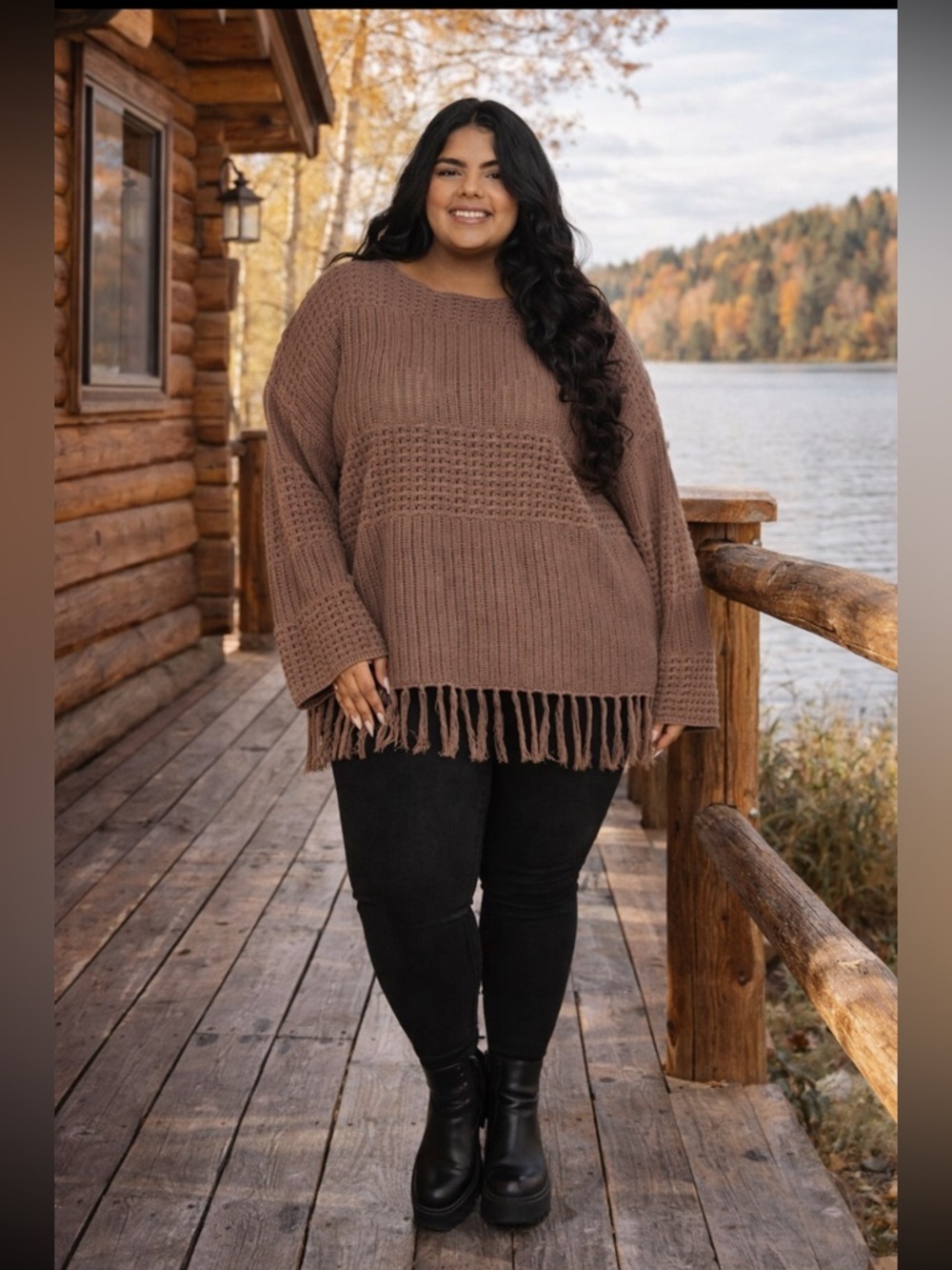 Warehouse ONE Pointelle Pullover With Fringe size 3X.